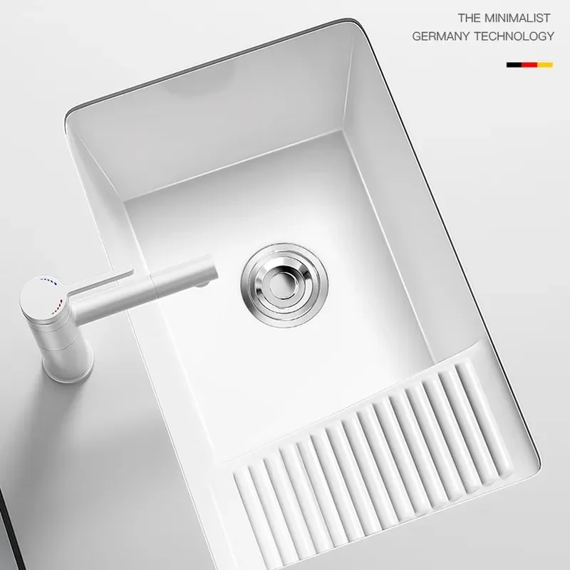 For Balcony Ceramic Laundry Sink with Washboard Under Counter Deep Basin Large Capacity Household Washing Pool for Hands and