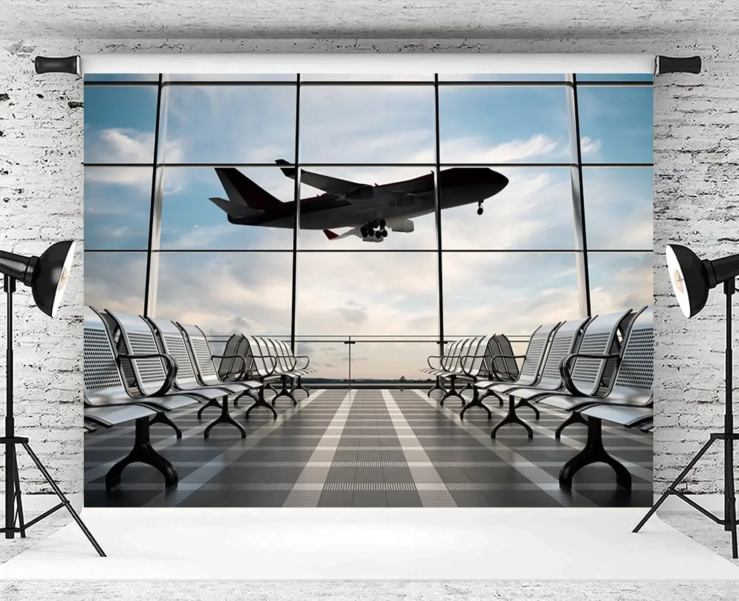 Airport Terminal Backdrop Airplane Departure Airport Lounge Pilot Birthday Party photo background photography backdrop