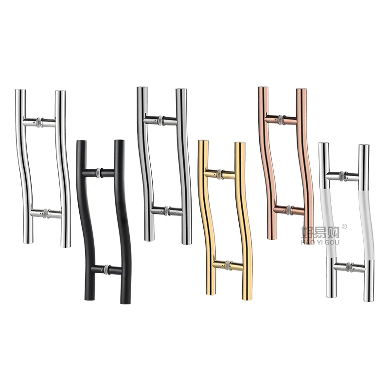 

Стеклянная дверь S-образная ручка, утолщенная нержавеющая сталь, средний песок, матовый, черный, титановая роза, деревянная дверь, напольная пружина, яркая, простая ручка