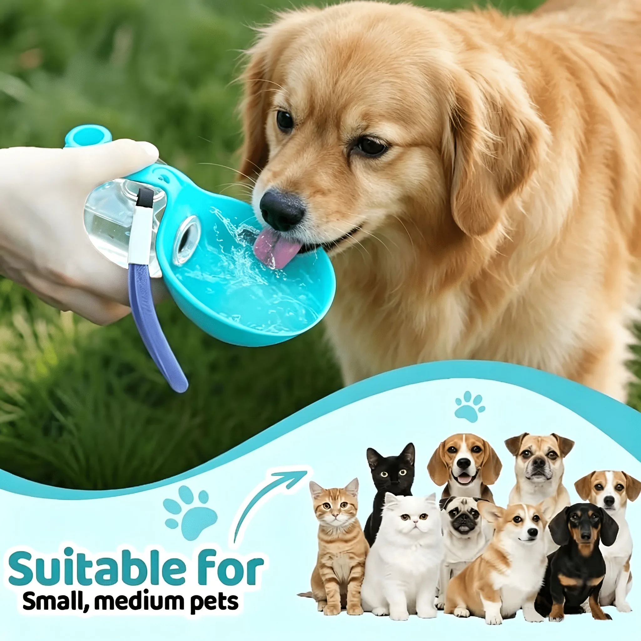 Sea Salt Blue Spherical Portable Water Bottle with Hanging Strap, Anti-Shock Transparent Cup, Ins Style Niche Design
