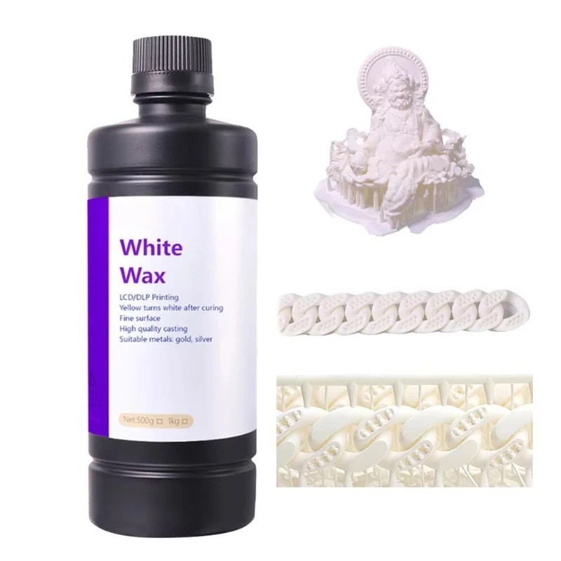 1kg Smooth White Liquid Wax Resin LCD 3D Printing Consumable Detailed Jewelry Ring Model Casting