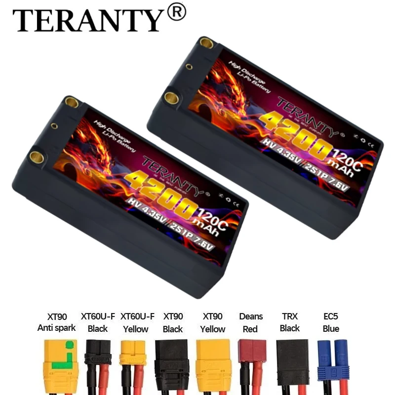 TERANTY-Batterie Lipo 7.6V 2S, 4200mAh, 120C HV, mise à niveau, compatible avec télécommande 1/10, modèle RC de course, réservoir au lithium