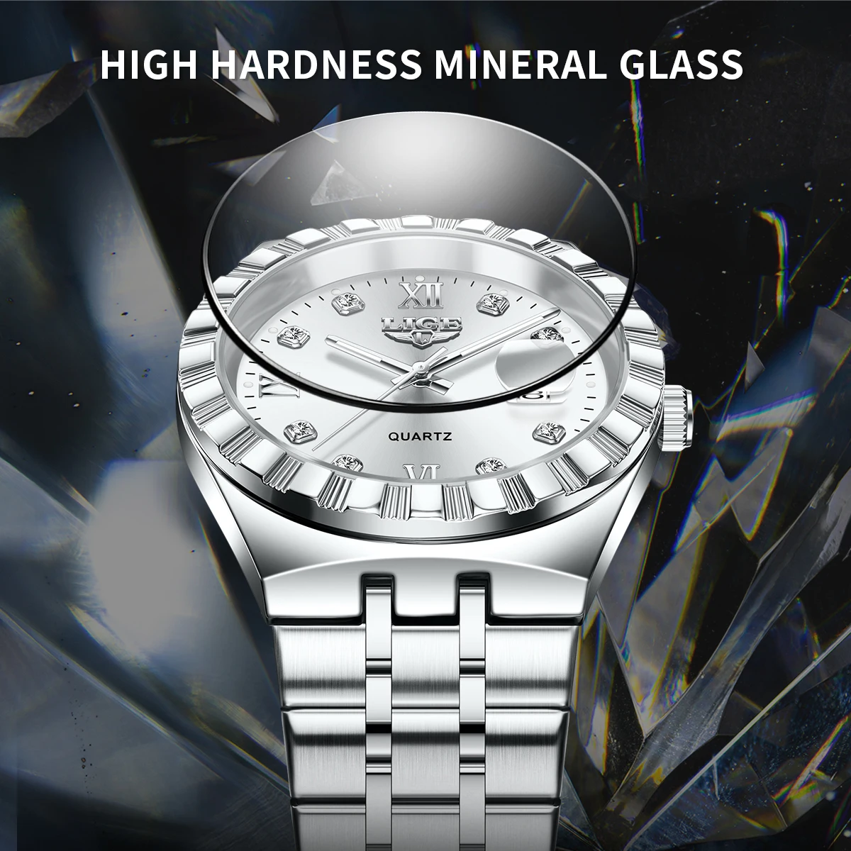 ساعة رجال الأعمال الجديدة LIGE ساعة يد رجالية بسيطة مضيئة بتقويم كوارتز وحزام من الفولاذ المقاوم للصدأ ساعة يد رجالي فاخرة reloj hommes