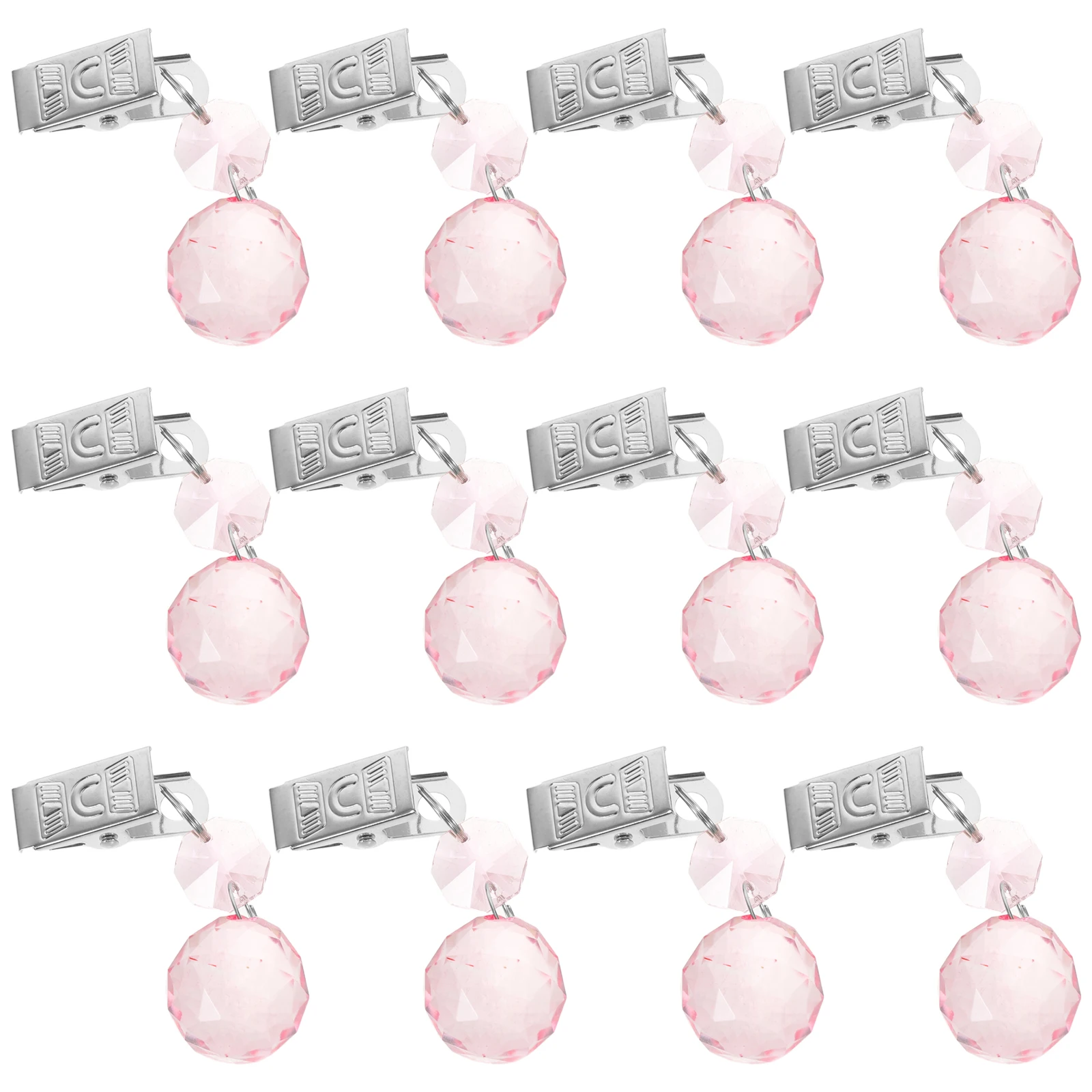 12 Pinzas para Mantel con Colgante de Cristal, Pesas Metálicas, Sujetadores para Cubiertas de Mesa de Comedor, Jardín y Picnic al Aire Libre