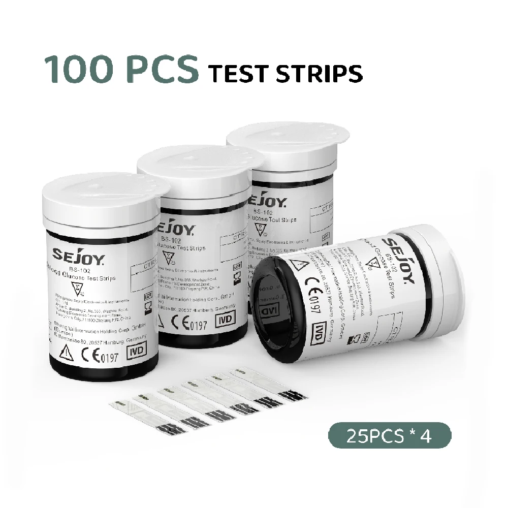 Sejoy BS-102 Blutzuckermessstreifen 100 Stück für BG-201, BG-202, BG-203