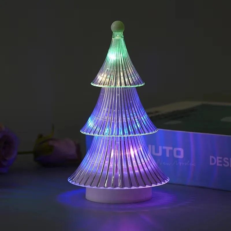 Luz nocturna de árbol de Navidad con pilas, mini lámpara de escritorio LED para decoración de dormitorio, regalo para vacaciones de Navidad