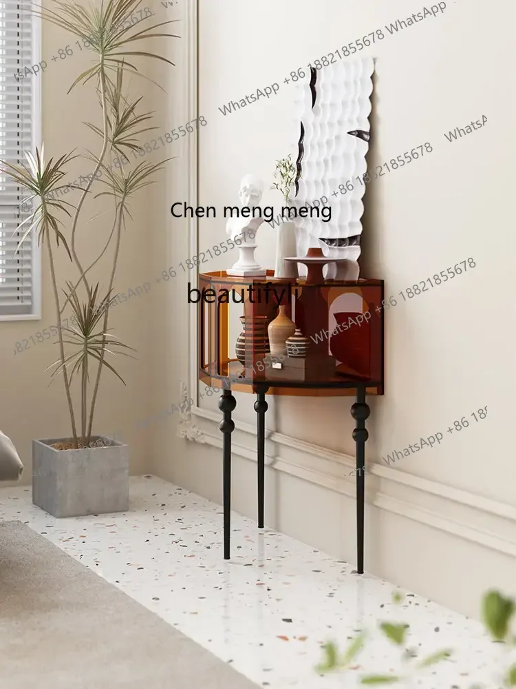 cn8350 LHY Italian Side Cabinet Entrance Cabinet Modern Console Semicircle Decorative Shelf French Creative Console Tables