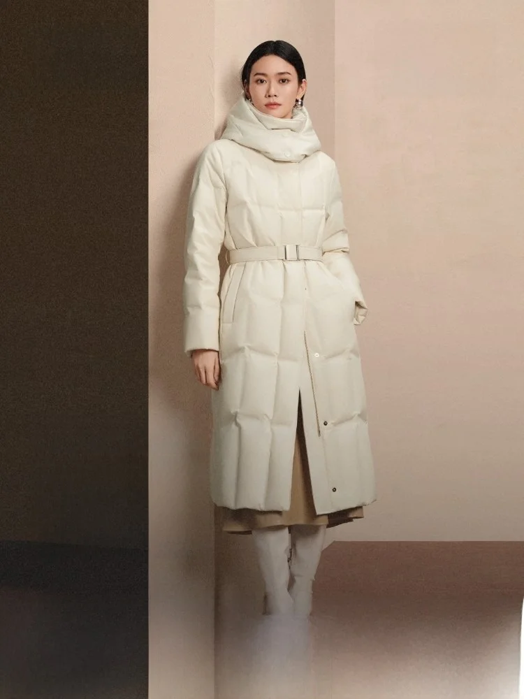 

Bosideng 2025 Winter New Women's Long Over-Knee Slim Fit Goose down Jaet Waist-Cinching Slimming Versatile 90% Goose down