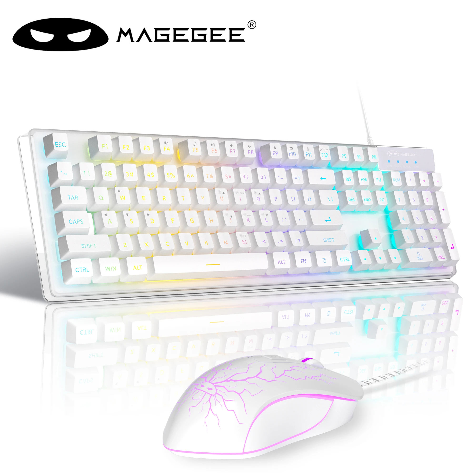 

Комбинированная игровая клавиатура и мышь MageGee, клавиатура со светодиодной подсветкой K1 RGB и 104-клавишной подсветкой, удобное ощущение для офисного ПК, ноутбука, настольного компьютера