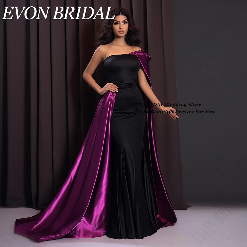 EVON-vestidos de Noche de sirena para mujer, sin mangas elegantes vestidos de fiesta, vestidos formales para ocasiones, color negro y morado, 2024