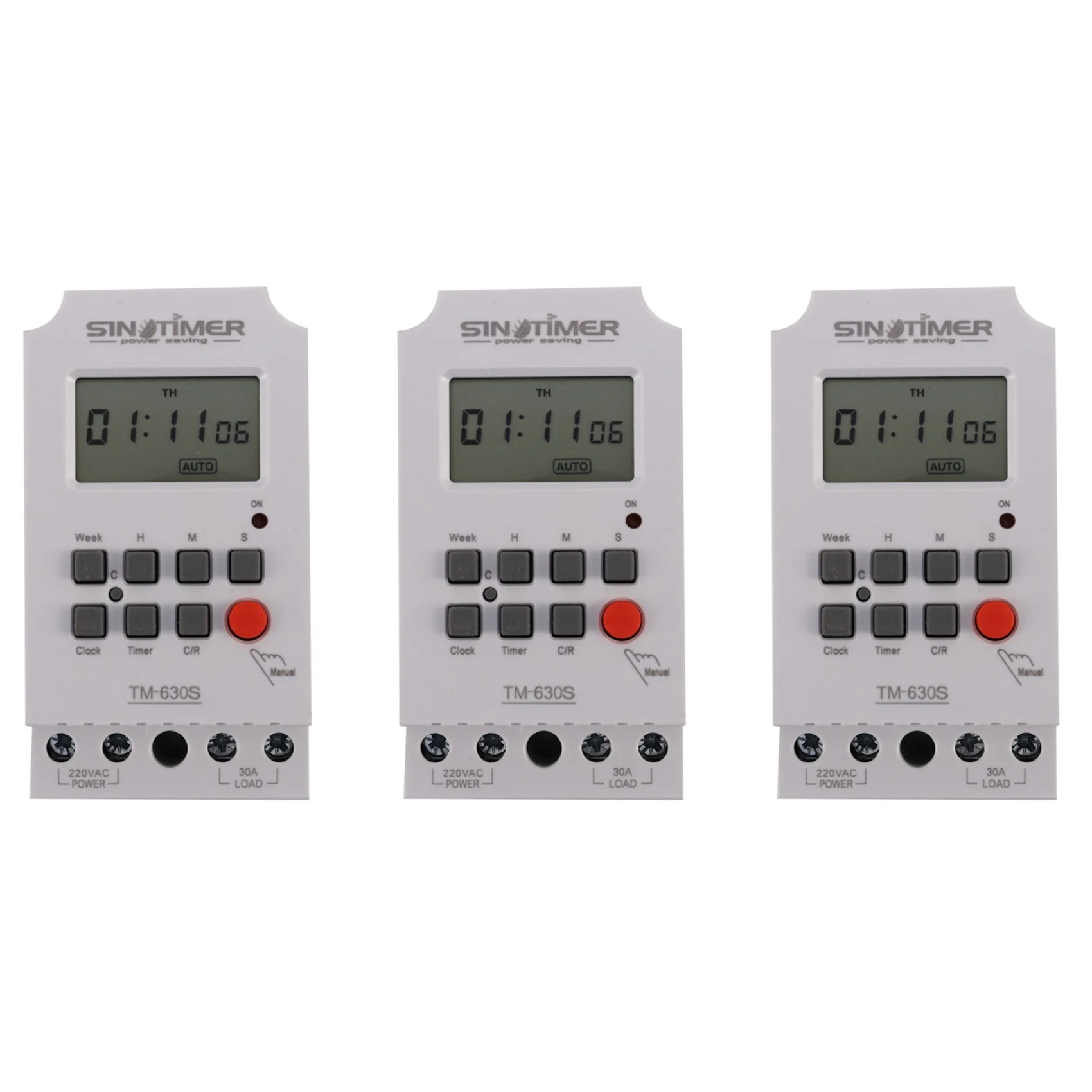 Sinotimer 3X Tm630s-2 220 فولت ثانية التحكم الموقت التبديل شاشة كبيرة شاشة ديجيتال الساخن دبوس الجهد الناتج الوقت المراقب المالي