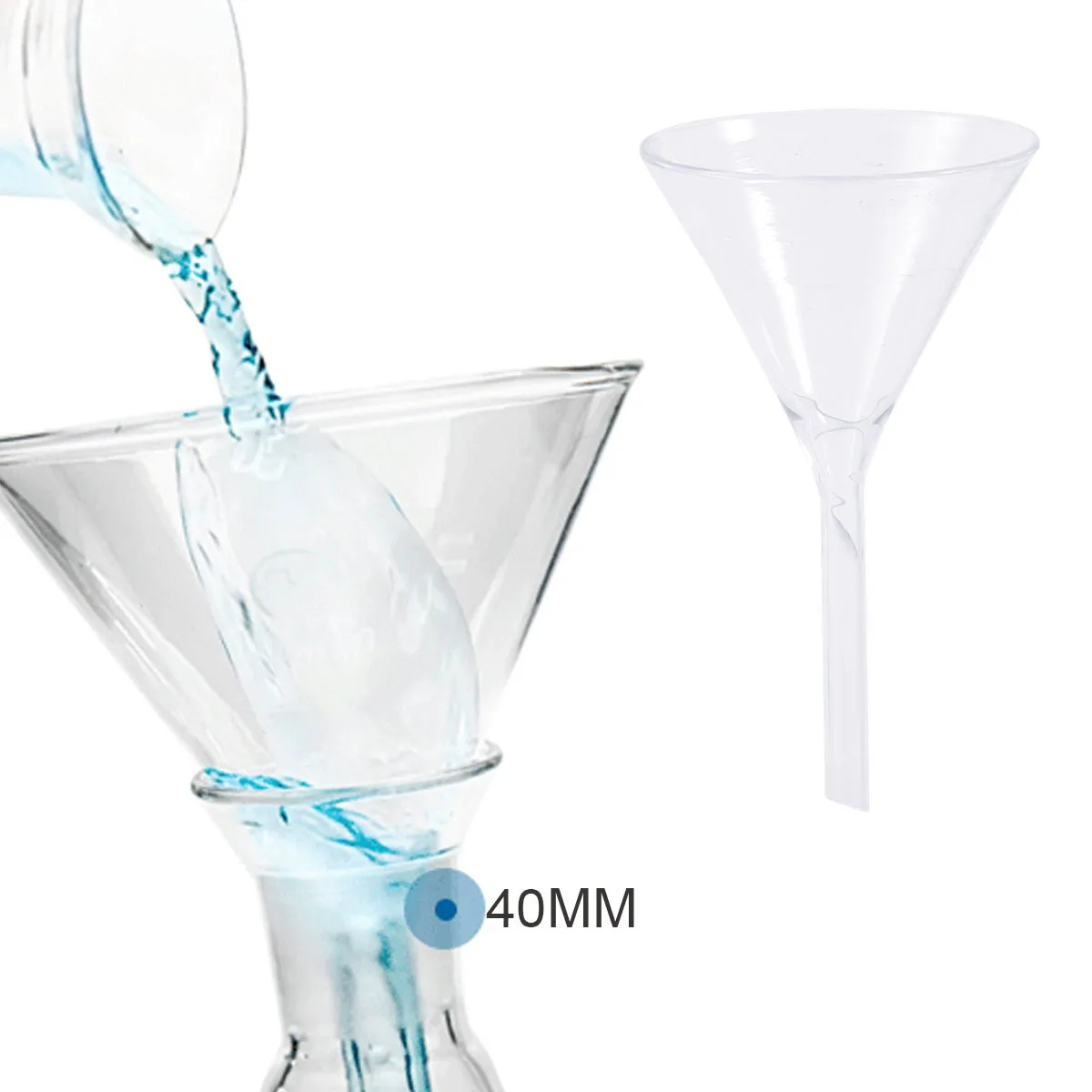 5 قطعة قمع زجاجي أدوات مختبر الكيمياء التحليلية قابلة لإعادة الاستخدام اليد قابل للغسل خفيفة الوزن صنعة دقيقة 40 مللي متر #1