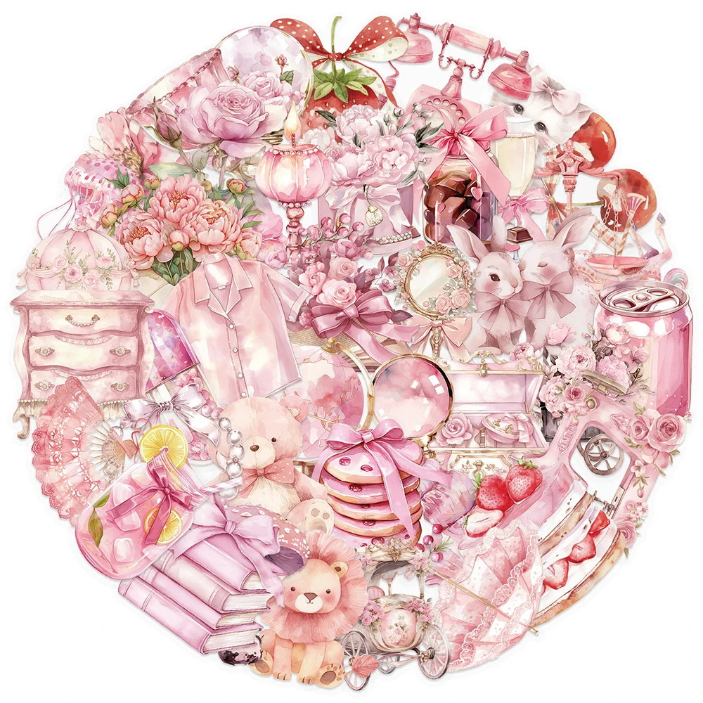 10/30/50 قطعة لطيف الرجعية Ins نمط الوردي ملصقات الجمالية شفافة الكتابة على الجدران الشارات DIY بها بنفسك الأمتعة دفتر الهاتف الكرتون ملصق #2