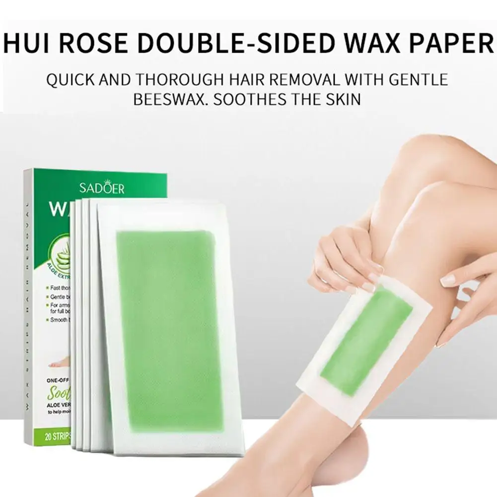 20Pcs/Set Fast Hair Removal Wax Strips For Body Facial Depilation Aloe Vera Cold Wax Paper For Women Smooth Skin Waxing Tool