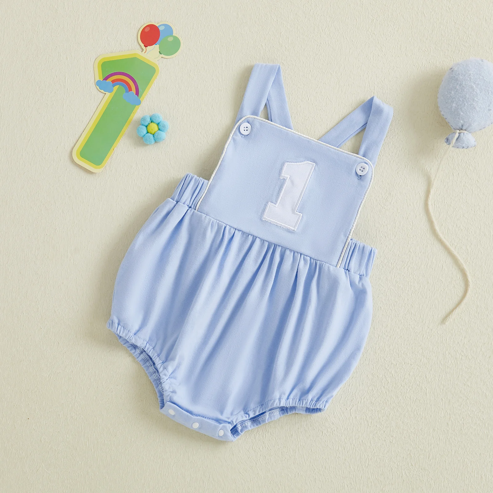 

First Birthday Baby Girl Boy Outfit Letter Embroidery Suspender Romper Overalls Cute 1st Birthday Boy Girl Outfits