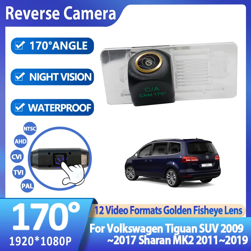 Fisheye CCD AHD Rear View Camera For Volkswagen Tiguan SUV 2009~2017 Sharan MK2 2011~2018 2019 Backup Night Vision Accessories