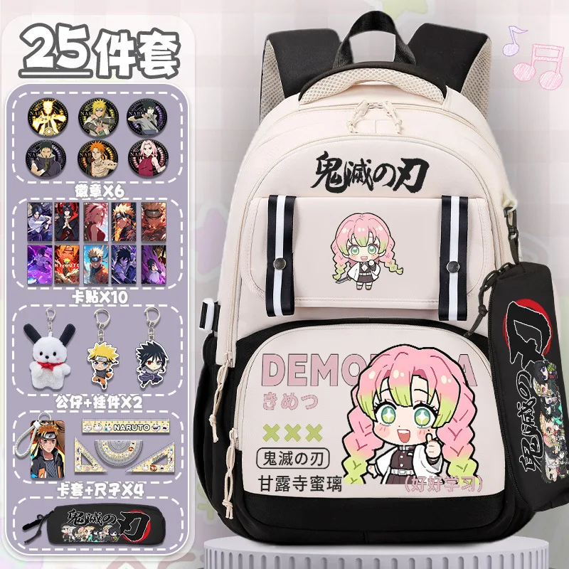 

Anime Kanroji Mitsuri Bookbag Demon Slayer Spinal Protection Decompression Boys Girls Cartoon Large Capacity Student Backpack