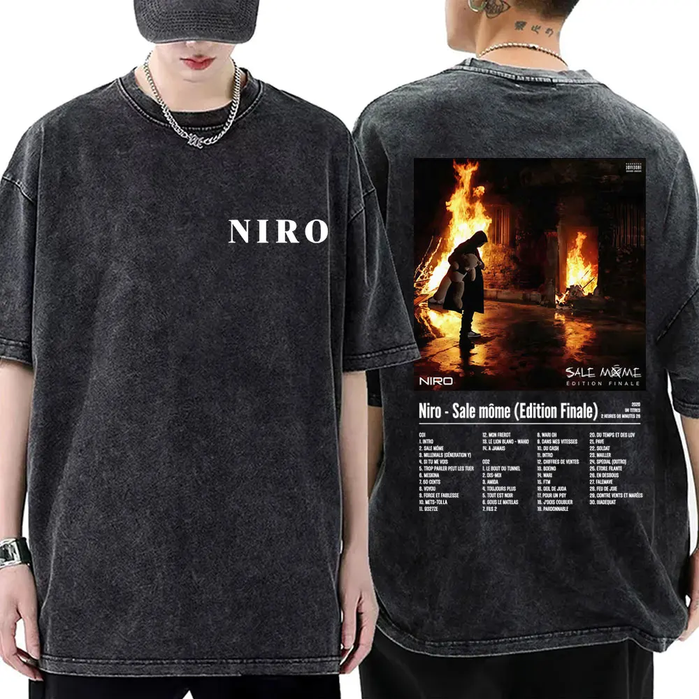 

Rapper Niro Sale Môme Album Washed Vintage T Shirt Men Women Fashion Hip Hop Oversized Streetwear Male Casual Cotton T-shirts