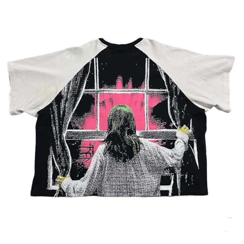 Summer American Street Y2K Trendy Dark Retro Ins Style Devil Printed Top, Loose and Casual