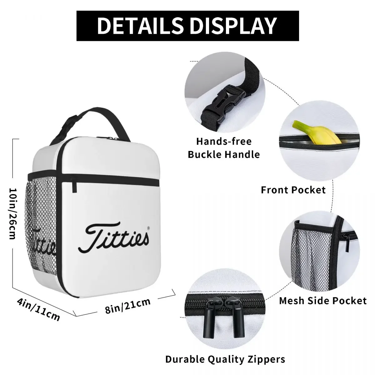 Titties Golf Ball Lunch Bags Insulated Lunch Tote Portable Thermal Bag Resuable Picnic Bags for Woman Work Children School