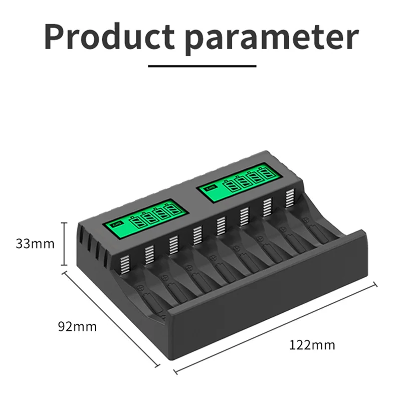 

B92B-5X Battery Charger LCD Display Smart Intelligent 8-Slot Chargers For AA/AAA Nicd Nimh Rechargeable Batteries AA AAA
