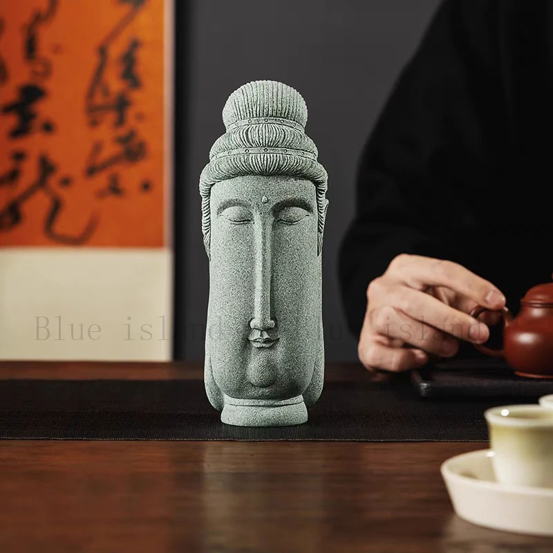 Silicone Mold Large Buddha Head Chinese Ancient Style Concrete Plaster Resin Crafts Silicone Mold DIY Forms