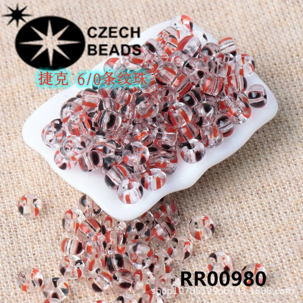 Czech imported Baoshi, Osha 4mm striped beads 6/0 solid color glass watermelon beads handmade bracelet DIY bead scattered beads