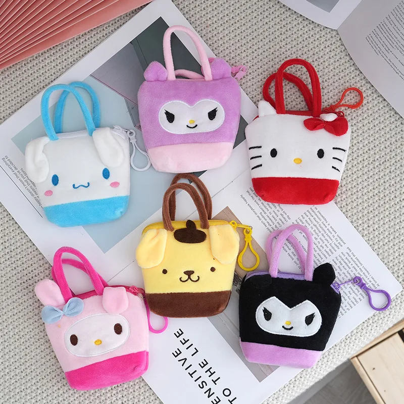 10cm Sanrio Coin Bag Kawaii Hello Kitty Mini Handbag Anime Kuromi Decoration Cute Small Storage Bag Accessories Children Gift