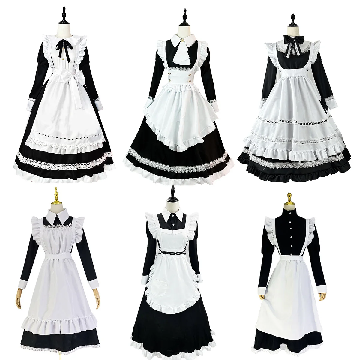 

Old Castle Maid Cosplay Costume Housekeeper Steward Butler Long Maid Dress Cafe Attendant Suit for Waitress Maid Party S -5XL