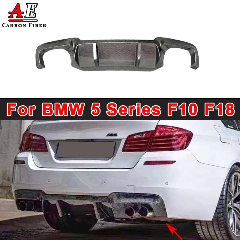 

For BMW 5 Series F10 F18 520 530 2010-2016 Sport Carbon Fiber Rear Bumper Lip Diffuser Splitter Apron Guard Body Kit