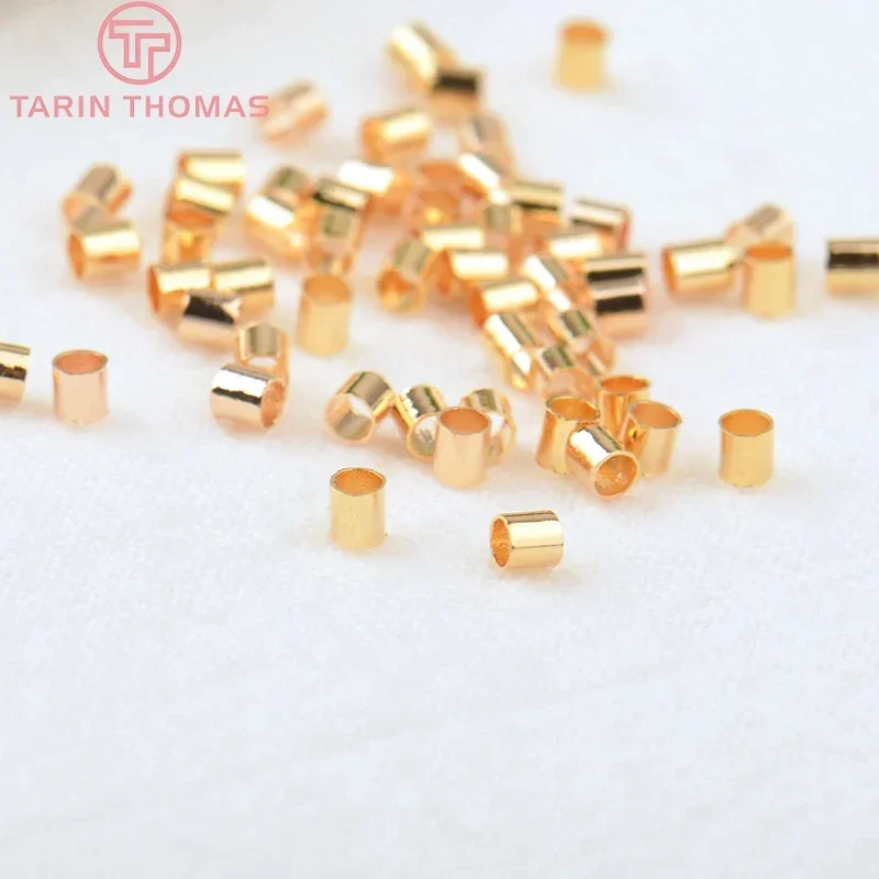 (3357)5g  1.5MM 2MM 2.5MM 24K Gold Color Brass Fasteners Clasps Crimp Tube End Beads High Quality Jewelry Findings