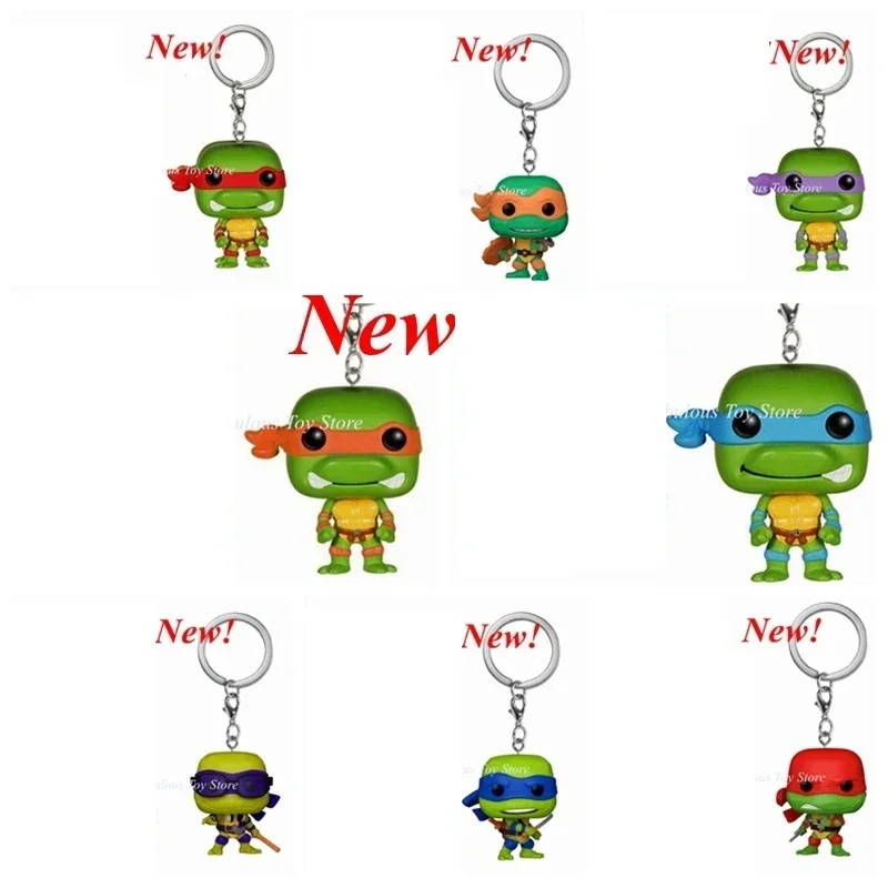 New 8 Styles Funko Pop Keychains Turtles Michelangelo Leonardo Donatello Raphael Action Figure Toys Accessories Keychain Gift