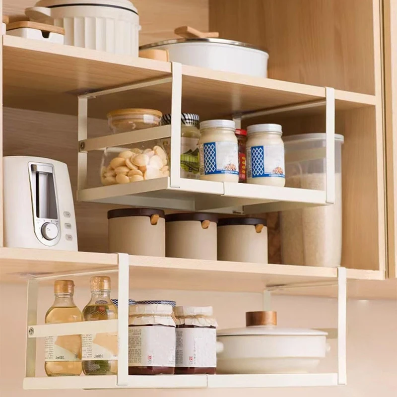 Expandable Under-Shelf Storage Basket Hanging Basket Suitable For Cabinets Under The Shelf. Increase Storage Space