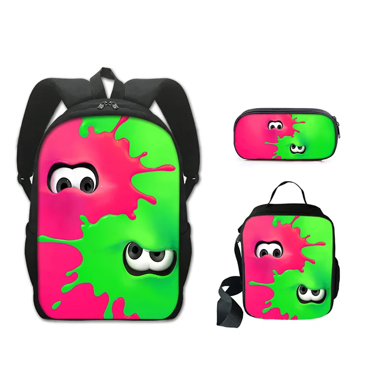 Harajuku Popular New Splatoon 3 3D Print 3pcs/Set Student School Bags Laptop Daypack Backpack Lunch bag Pencil Case