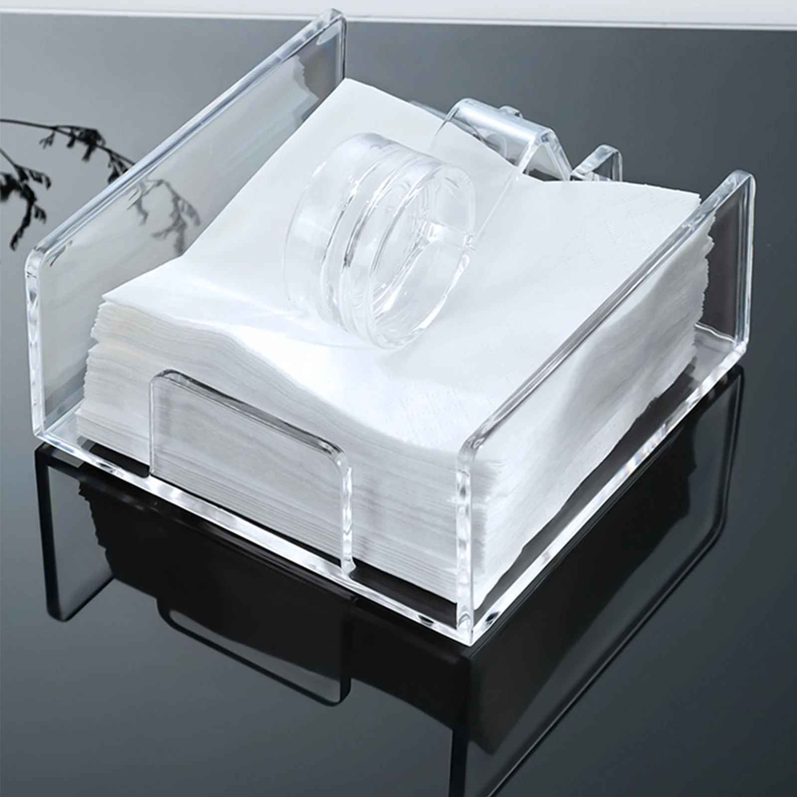 Napkin Holder Durable Square Acrylic Dinning Table Tissue Dispenser Organizer Paper Dispenser For Bar Dinning Table Kitchen