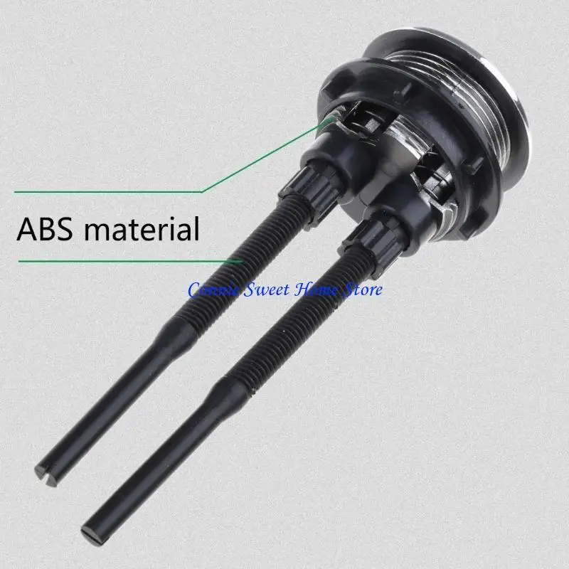 

LXAF Pack of 2 Toilet Flush Button Replacement Double Push Round Black for Bathroom