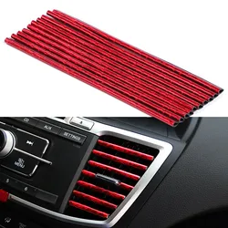 10pcs 20CM Car Air Conditioner Outlet Decorative Soft Strip Car Trim Strip Auto Interior Grille U-shaped Universal
