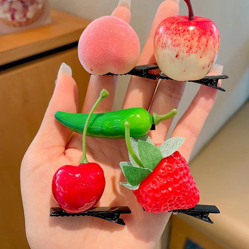 2 Stuks Gesimuleerde Fruit Haarclips Grip Cosplay Haarspeld Hoofdtooi Grappige Haaraccessoires Haarspeld Pony Zijclip