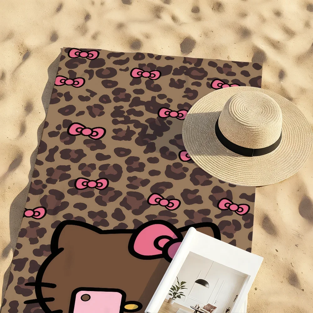 Sa H-HelloK-Kitty Leopard DarkSkinned Hottie Quick Drying Beach Towels Are Suitable For Swimming Pools Camping Yoga And The Gym view 4