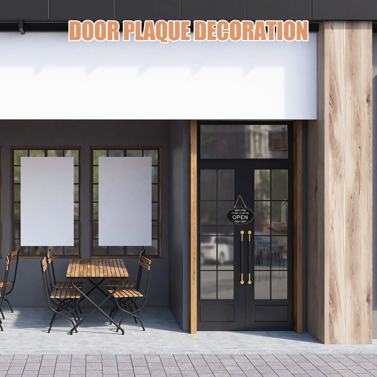 Wooden Open Closed Sign Double-Sided Hanging Door Pendant for Shop Cafe Entrance Decorative Door Sign