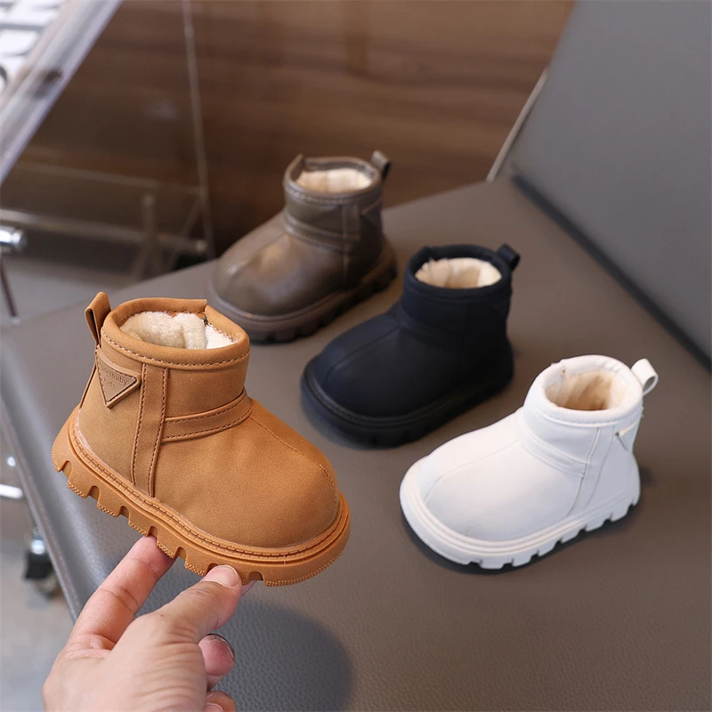 

Autumn Winter Girls Boys Snow Boots Windproof Children Outdoor Shoes Non-slip Soft Sole Toddler Kids Shoes Baby Plush Boots