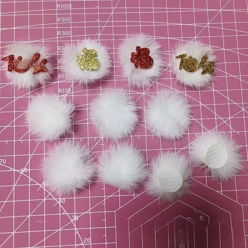 100pcs Faux Mink Pom-Poms,Grid Design Pre-Cut Faux Fur,Flower Ball Shape,Handmade Pom-Poms,Decorative Pom-Poms,Soft to Touch
