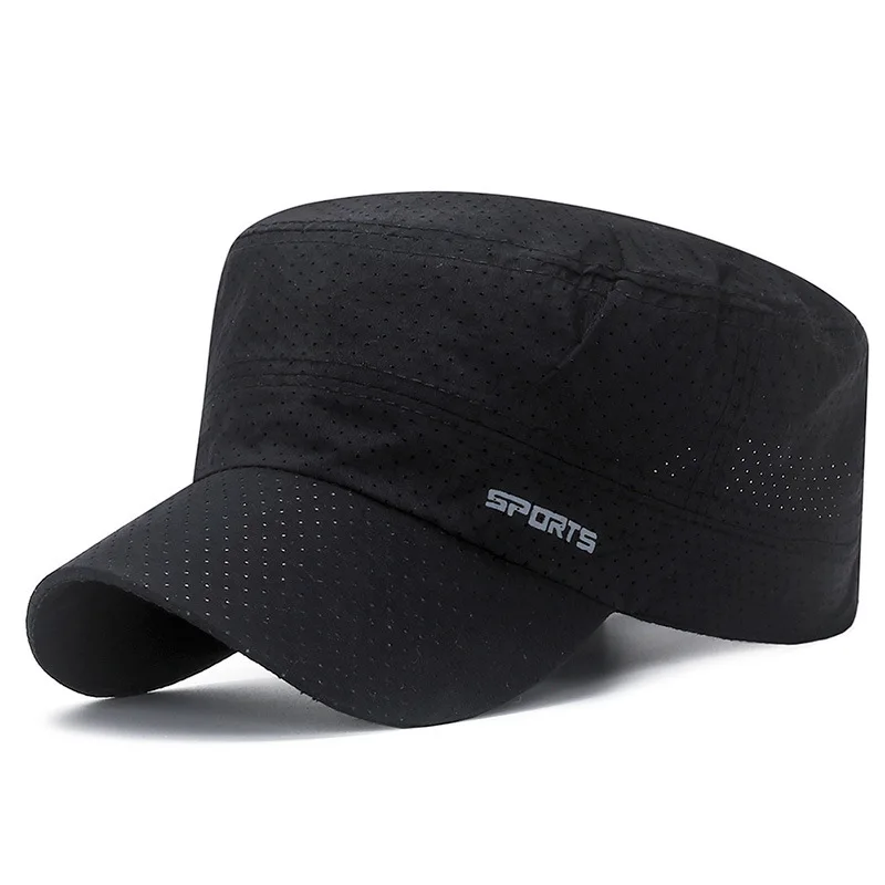 

Hollow Solid Color Flat HatsLetter Print Adjustable Breathable Sun Protection Sun Cap For Women Men Summer Sports Hiking Dad Hat