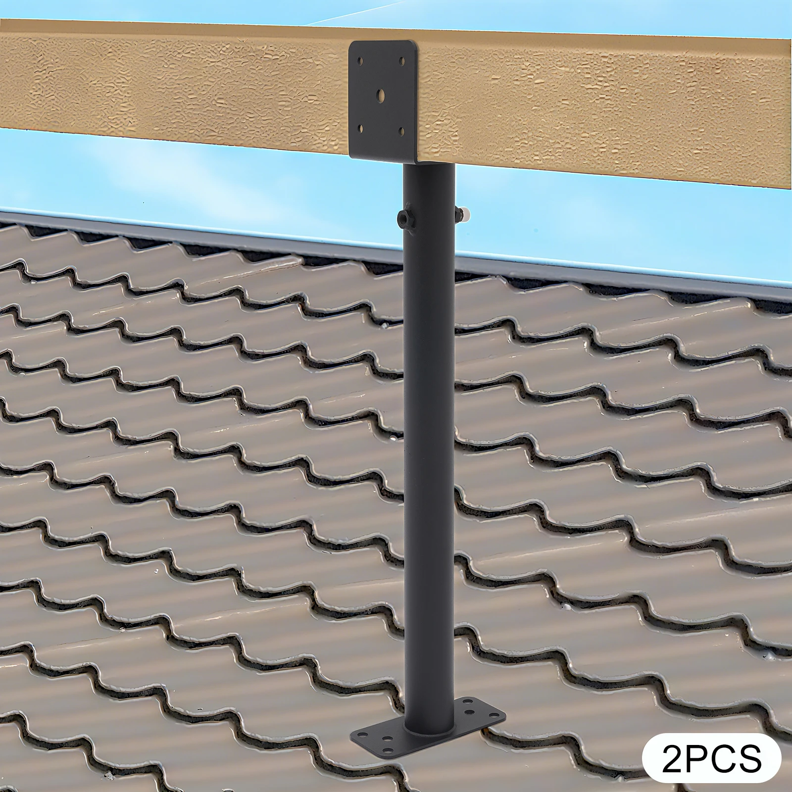 2PCS Roofs Riser Beam Brackets Stainless Steel Heavy Duty Roof Wood Beam Mounting Brackets Saddle Roof Riser for Patio Pergolas