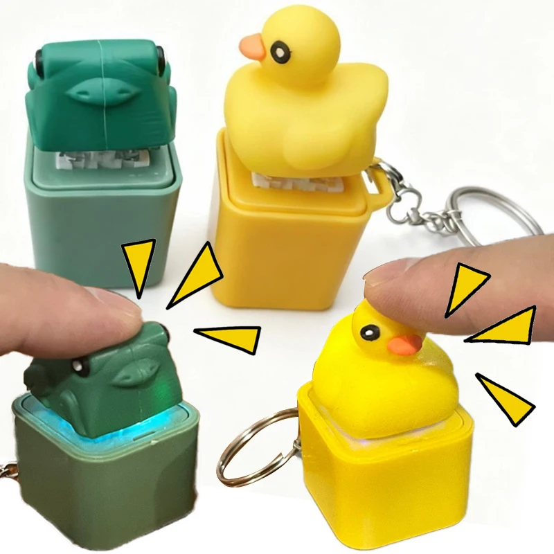 Chaveiro Engraçado de Sapo e Pato com Sons de Teclado, Botão Fidget, Luz LED, Alívio do Estresse, Presente Decorativo