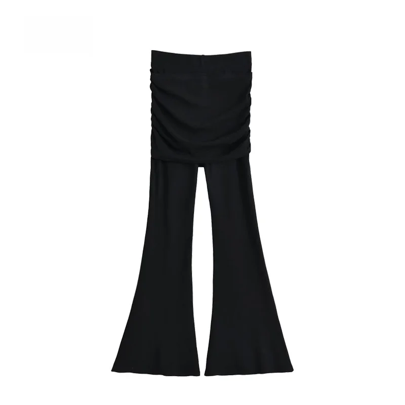 

Американские ретро эластичные брюки для йоги с высокой талией и манжетами, женские летние повседневные плиссированные длинные брюки, свободные расклешенные брюки