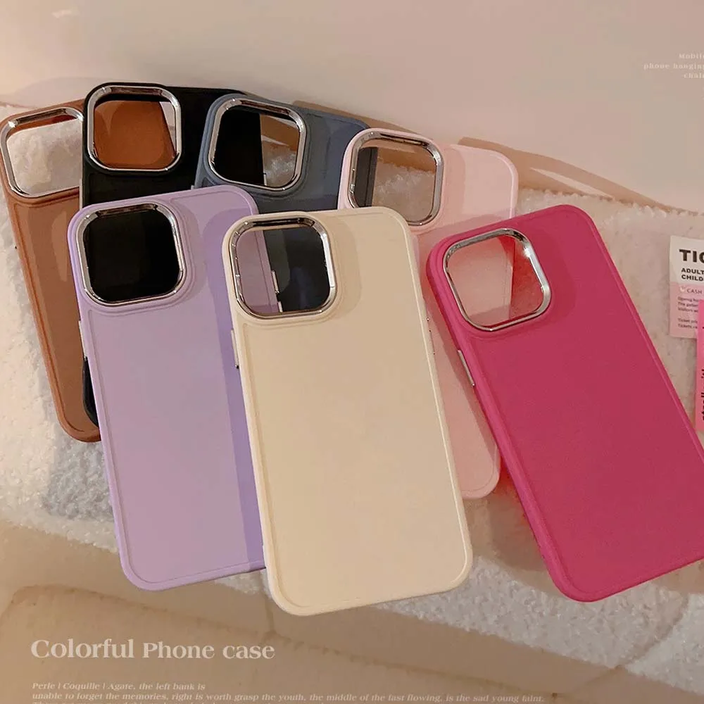

Ins matte jane plated phone case for iphone 11 12 promax x xr xsmax 13 14 15 pro max 7 8 plus pink blue brown back cover