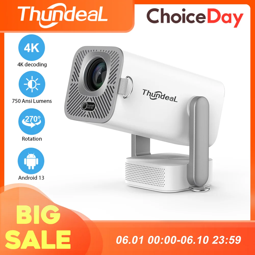 ThundeaL Nouveau projecteur Android 2K 4K TD80 Pro 750 Ansi WiFi 3D Home Cinéma TD80Pro Vidéo Beam Mini Projecteur Portable PK TD80W