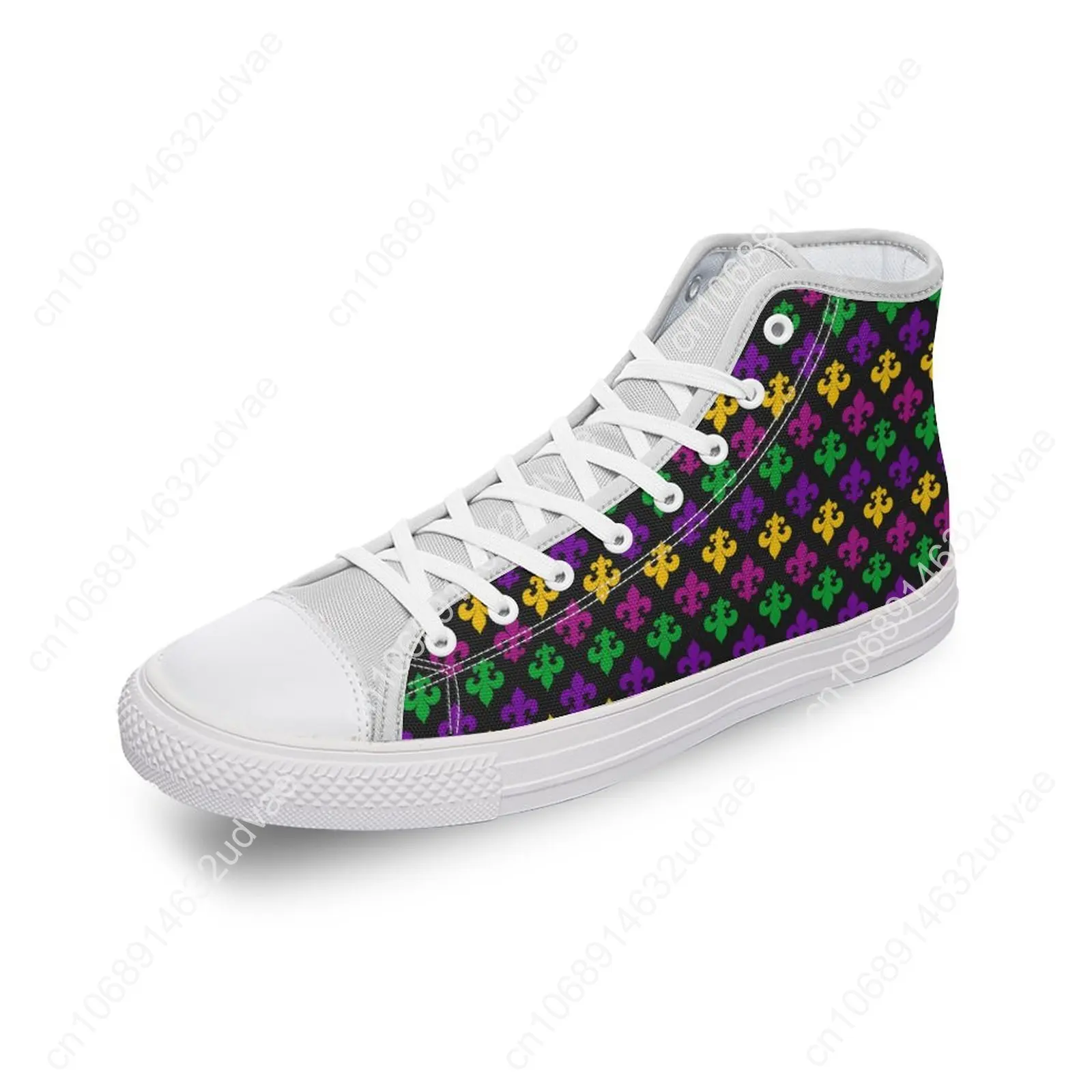 Mardi Gras Pattern High Top Canvas Shoes Diy Luxury Men Women Casual Shoes Fashion Ladies Flat Sneakers 3D Print Zapatos Mujer