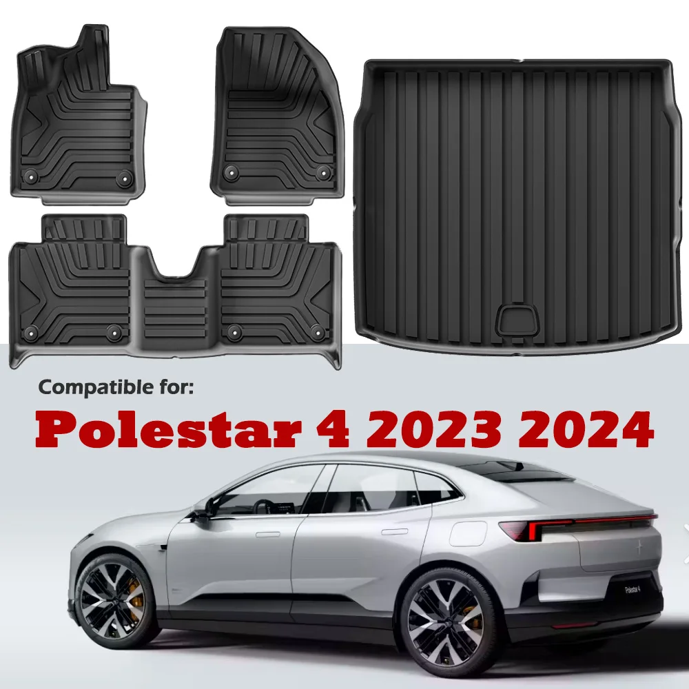 

TPE 3D Car Floor Mats for Polestar 4 2023 2024,All-Weather Foot Mat Waterproof Odorless Tray Set Accessories(Left Rudder)